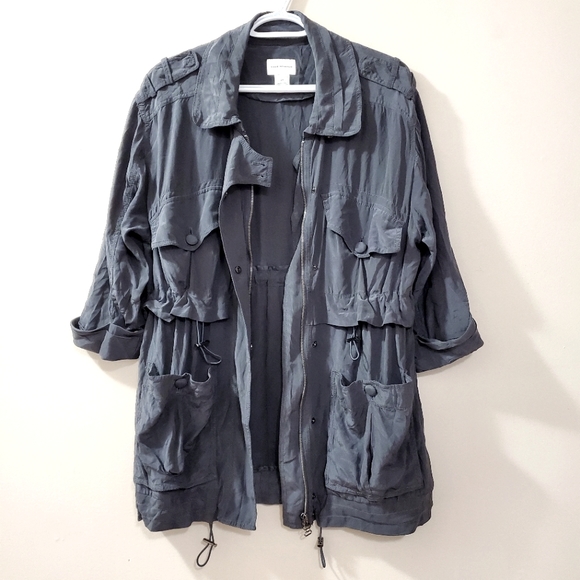 Club Monaco - 100% Silk gray military jacket - Size S - Picture 7 of 9